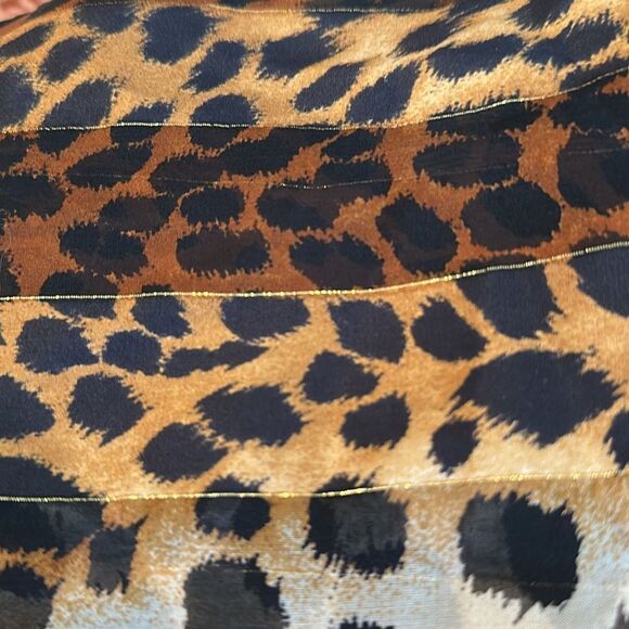 Jones New York leopard print stripe long scarf with gold metallic threads - Picture 6 of 6